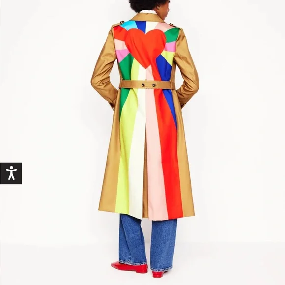Boden Trench with Multicolor Heart and Stripes cheltenham trench 10 NWT - Picture 13 of 14